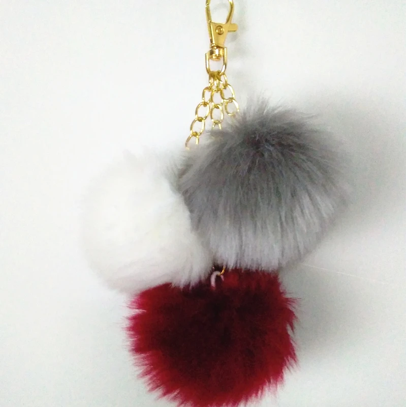 New 3 Pompon Key Chain 6 cm Fluffy Fake Fur Ball Key Ring Cute Pendant Bag Charming Car Key Holder Personality Gifts