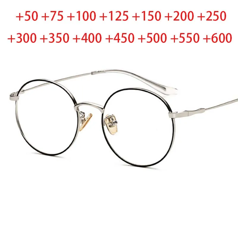 Women Men Round Finished Reading Glasses Hyperopia Spectacles Diopter +0.5 +0.75 +1.0 +1.25 +1.5 +2.0 To +6.0