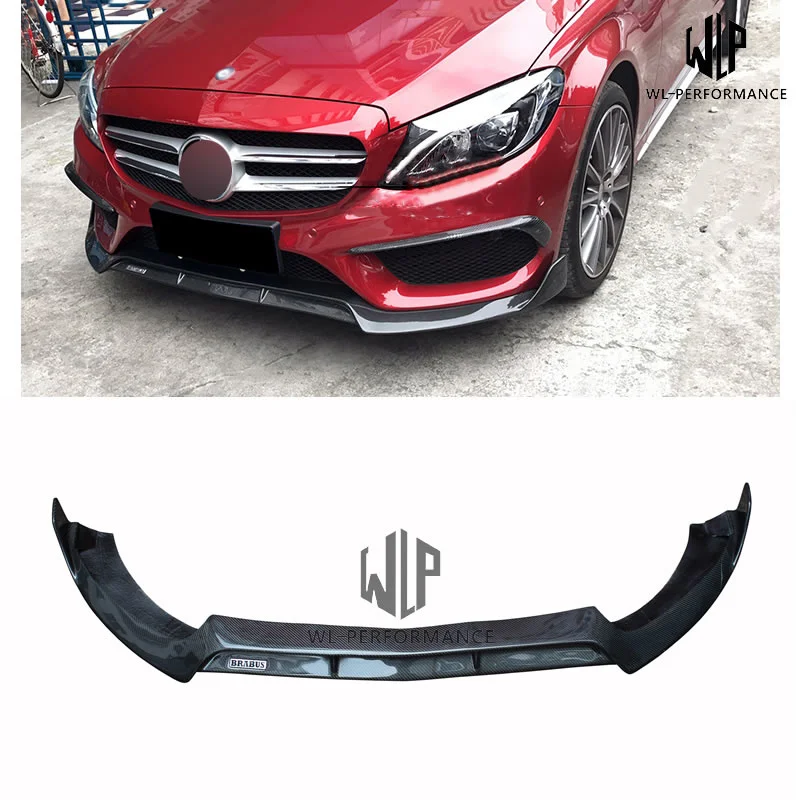 W205 High Quality Carbon Fiber Front Lip Splitter Car Styling Fits for Merceders-benz C Class W205 Bbs Style Car Body Kit 15-up