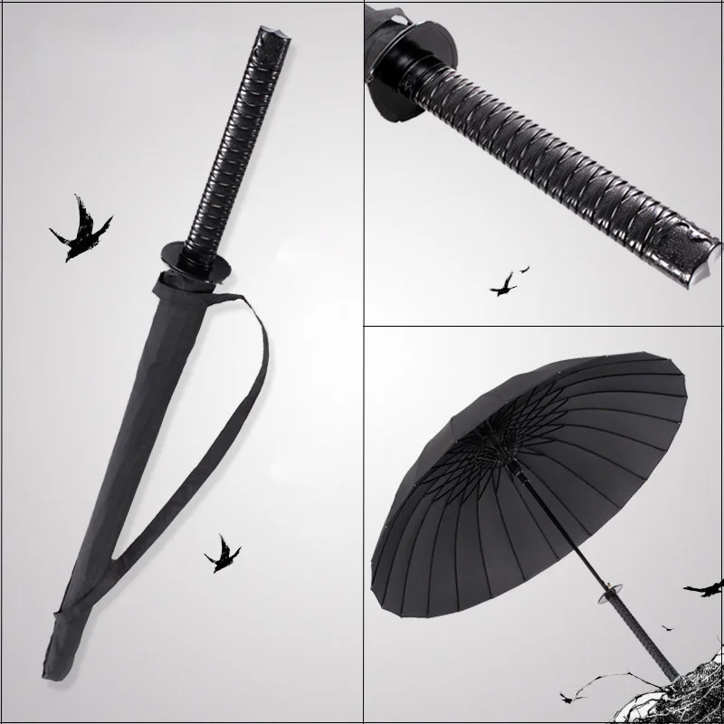 Creative Long Handle Large Windproof Samurai Sword Umbrella Japanese Ninja-like Sun Rain Straight Umbrellas Automatic Open