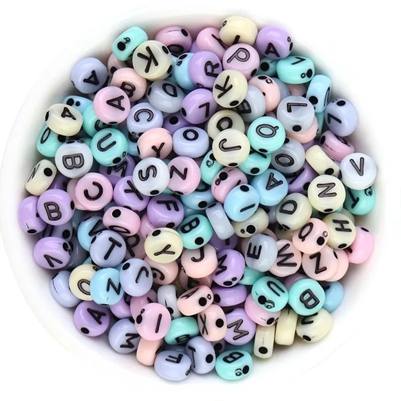 50pcs Alphabet Digital Cube Loose Spacer Beads Mixed Letter Acrylic Beads For Jewelry Making