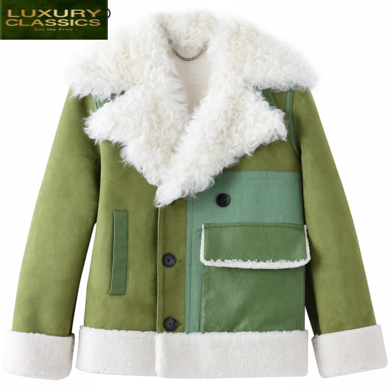 Women Winter 2021 Jacket New Wool Fur Collar Motorcycle Clothing Female Sweet Harajuku Cotton Coat Chaqueta Mujer LWL975