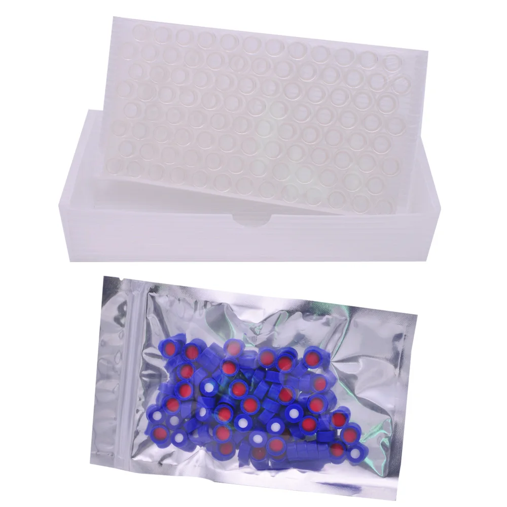 INTLLAB Chromatography Vial 2ml Hplc Vials and Blue Screw Cap with Hole 100pcs/Pack