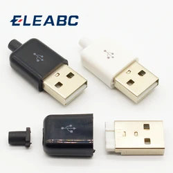 Adaptador de montaje macho, Conector de enchufe, color blanco y negro, USB 2,0 A, bricolaje, 10 unidades por lote