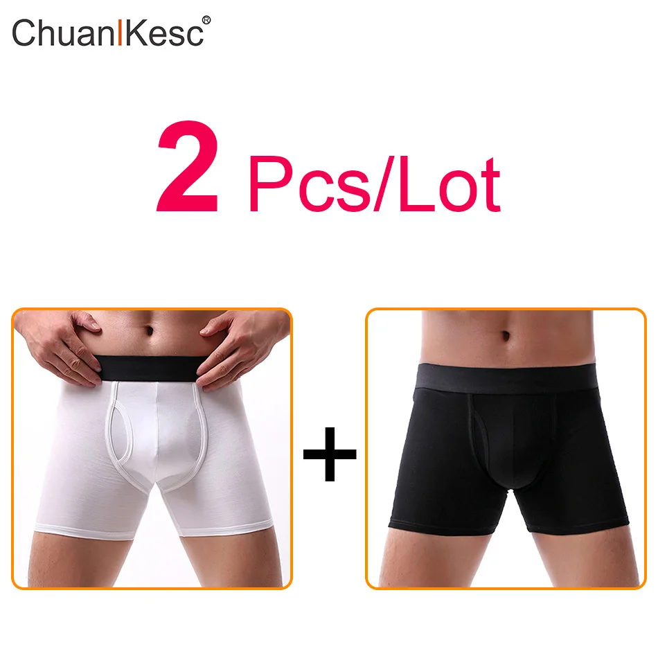 Men's Sports Underpants Large Boxer Pants Lengthen Legs To Prevent Chafing Comfortable And Breathable Long Shorts 2 Pcs/Lot