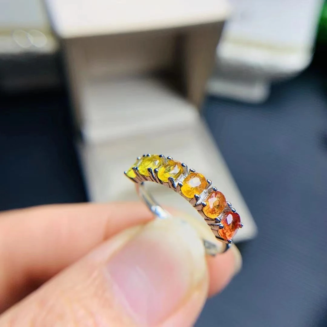 CoLife Jewelry Natural Yellow Sapphire Ring for Daily Wear 6 Pieces 3mm * 4mm Sapphire 925 Silver Sapphire Jewelry image 2