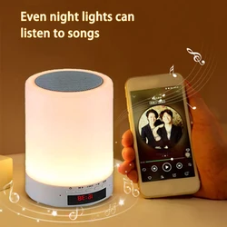 Wireless Cylinder Colorful Night Light Bluetooth-compatible Speaker Alarm Clock Home Decor lamp night light  Touch Control Lamp