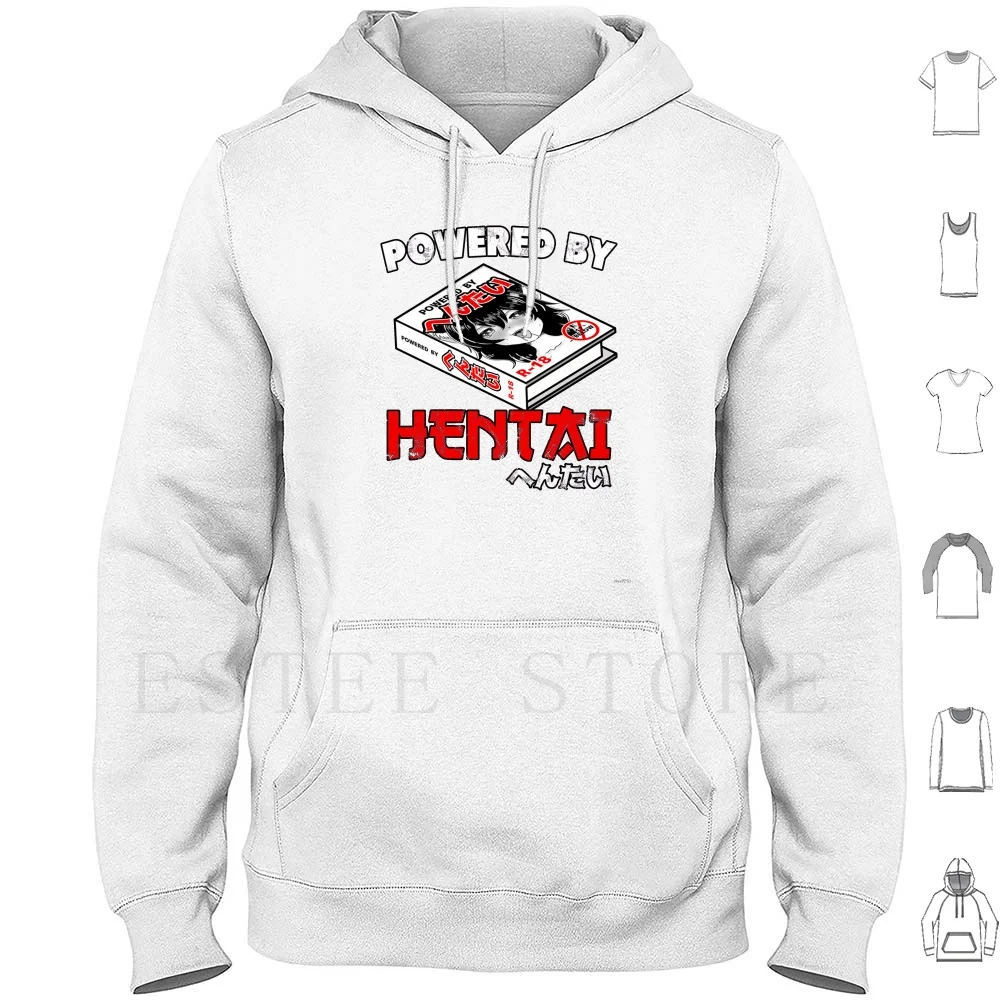 Powered By Hentai Waifu Material Gift Hoodies Long Sleeve Hentai Lewd Ecchi Anime Manga Anime Tiddies Oppai Mega Milk