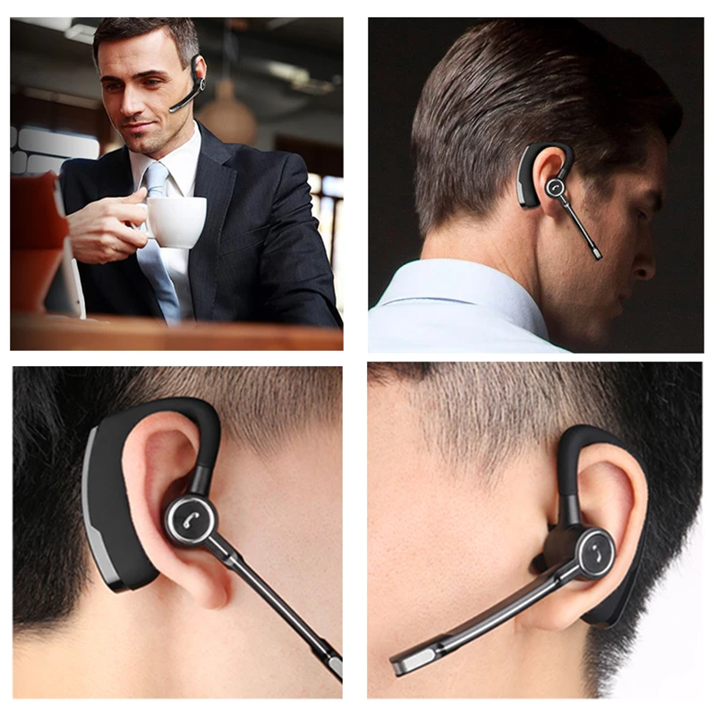 V8S Bluetooth Earphones Wireless Car Stereo Headsets BT4.1 Business Earbuds Ear Hook Universal Headphone One Connect Two Devices