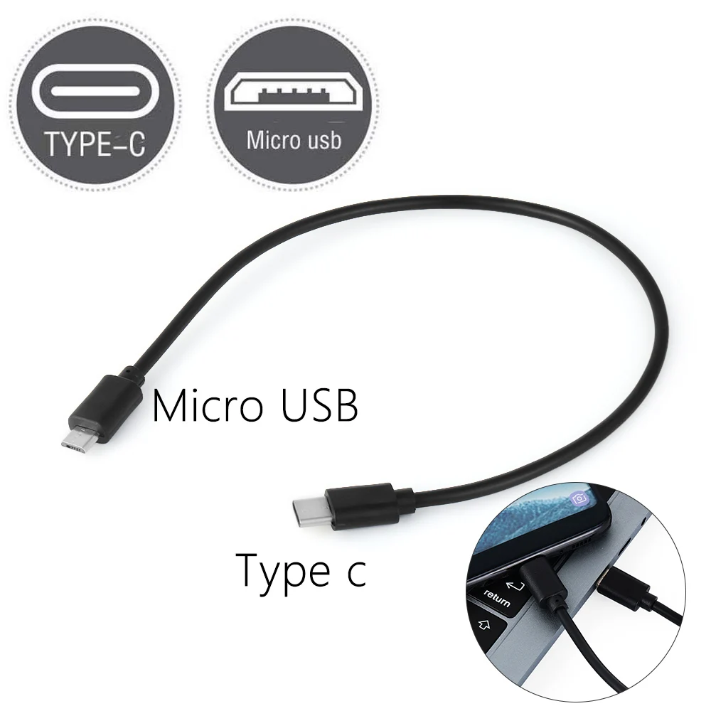 30cm Type C (USB-C) To Micro USB Male Sync Charge OTG Fast Charging Cable Cord Adapter For Mobile Phones Data Wire Connector