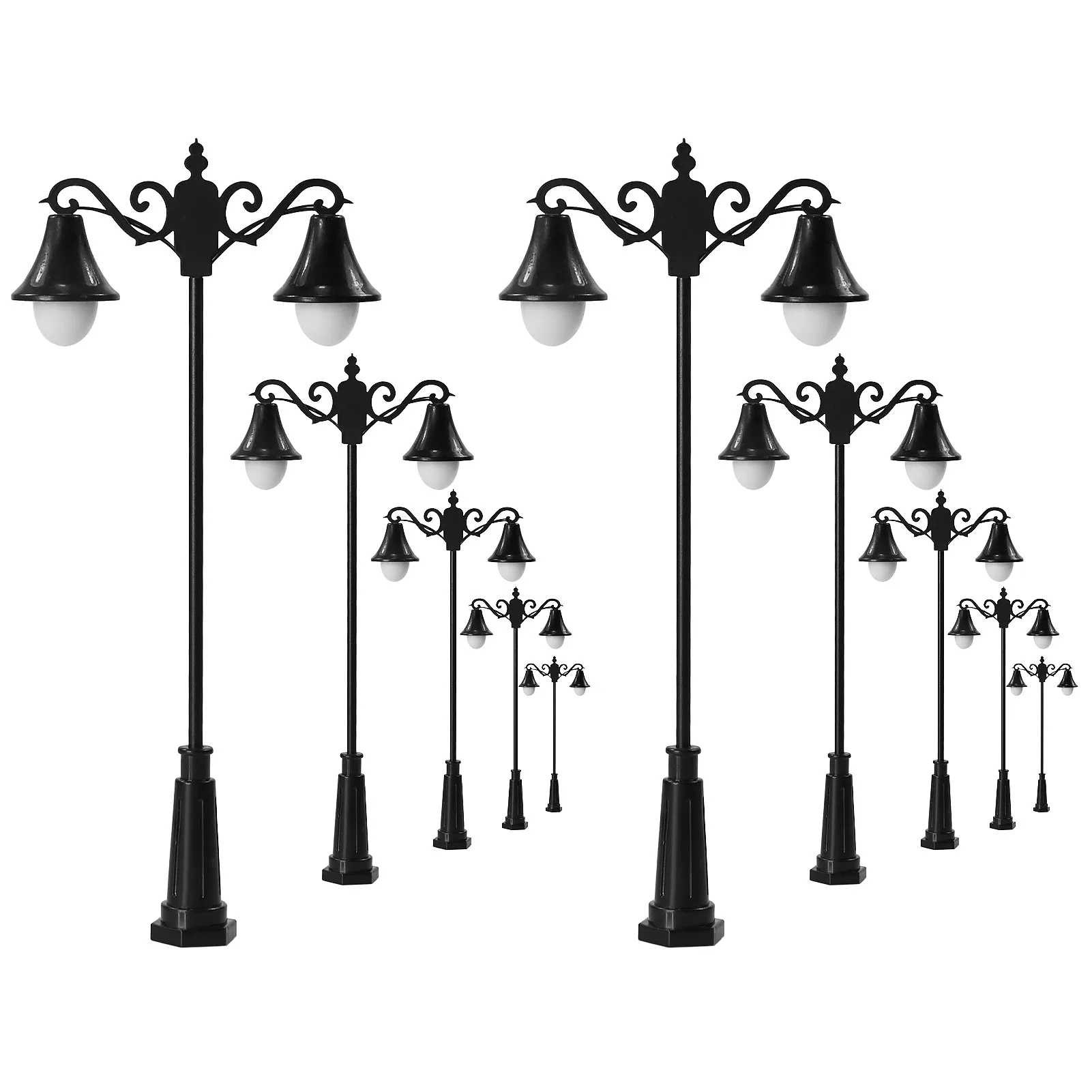 

Evemodel 10pcs O Scale 1:50 Two-heads Lamp Post Street Lights LEDs Warm White LFT06O