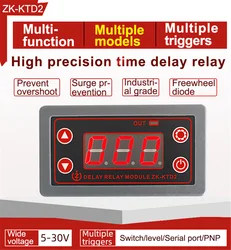 DC 5-30V LED Digital Timer Delay Relay Module Trigger Cycle Timer Delay Switch Anti-overshoot Timing Control Board 5V 12V 24V