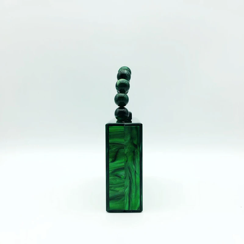 Nuova borsa perlescente marchi famosi di lusso pochette verde manico in rilievo borse da sera in acrilico borse a tracolla per feste di nozze