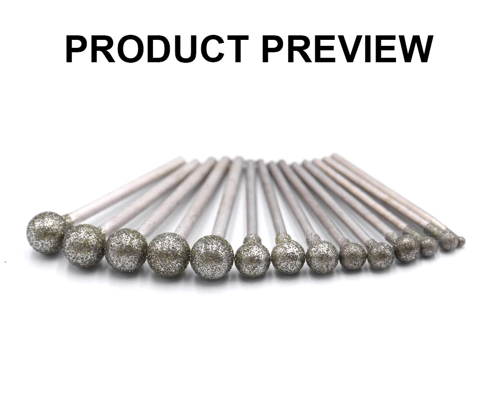 Reilyn 20 Stück kugelförmige Diamantschleifköpfe 2,35 mm 120 # Grobes Grit für Jade-Polier-, Form- und Schleifwerkzeuge – Detail 3
