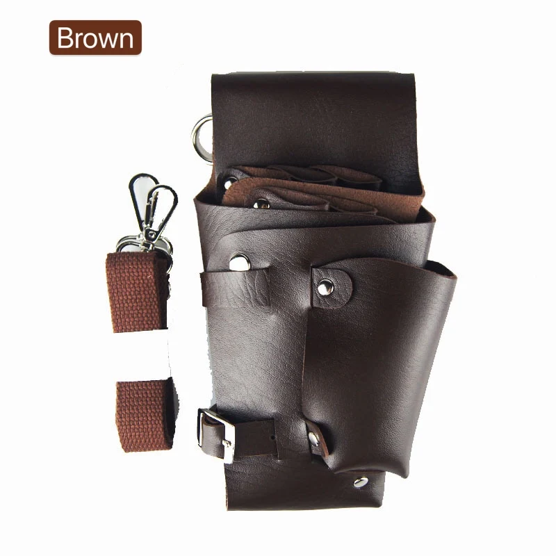 Hair Scissor Bag Hairdressing Leather Barber Scissor Storage Holster Pouch Holder Case Rivet Clips Bag with Waist Shoulder Belt