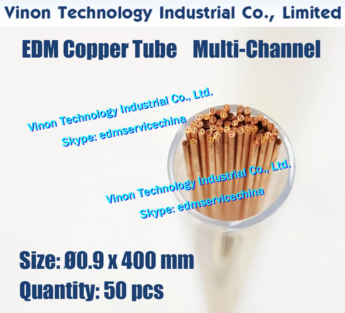 (50pcs/bag) 0.9x400MM Copper Tube Multichannel, EDM Multihole Tubing Copper Electrode Dia.=0.9mm Length=400mm for EDM Drill Tube