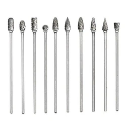 Hot 10Pc 4 Inch Long Double Cut Tungsten Solid Carbide Rotary Burrs Set 1/8 Inch(3mm) Shank Twist Drill Bit for Rotary Tools