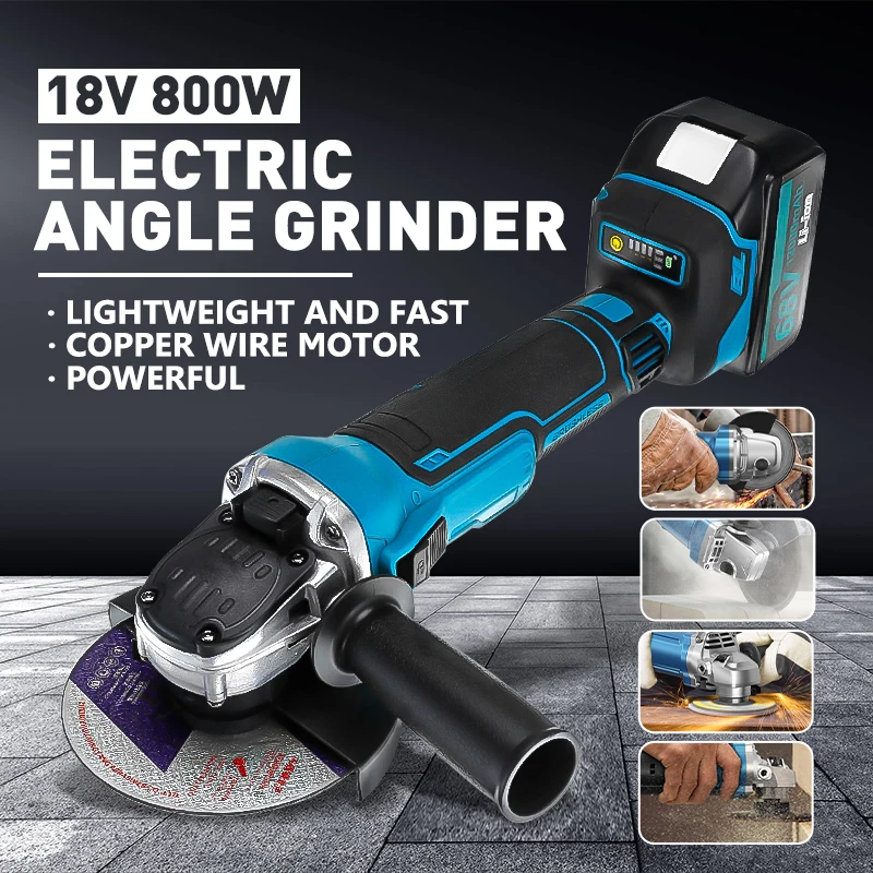 

18V 800W Brushless Impact Angle Grinder Electric Cordless Polishing Grinding Machine Rechargeable Power Tools For Makita Battery