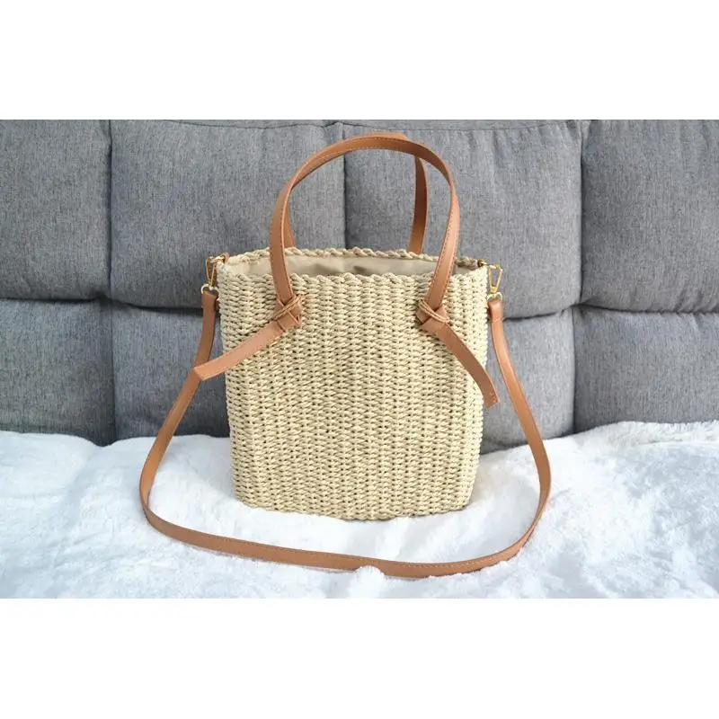 23x25CM Women's New Summer Straw Flap Woven Bag With Paper Rope a6224