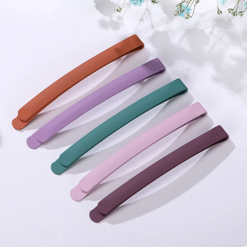 6.5cm New Fashion  Color Matte Spray Paint Hairpin BB Clip Hairpin Barrettes Women Children Girl Handmade Accessories Headwear