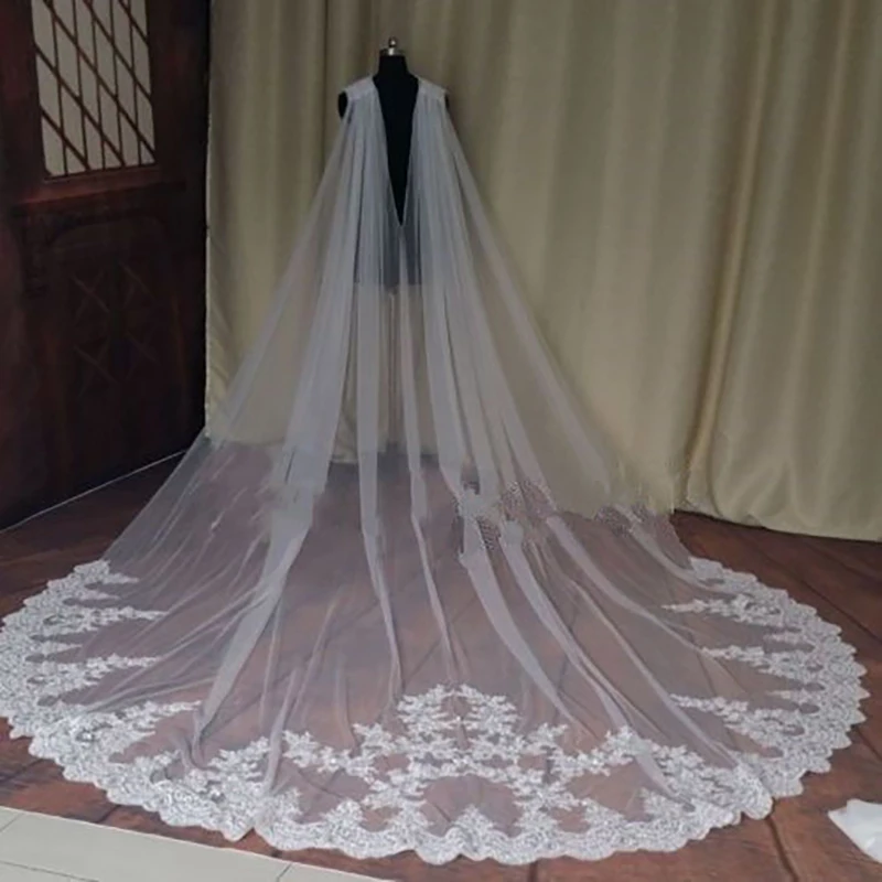 MYYBLE – Cape de mariée en dentelle blanche ivoire, voile d'épaule Simple et élégant, nouvelle mode, longueur de la chapelle, sur mesure, 2022