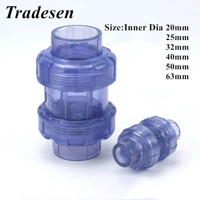 1Pcs Transparent UPVC Pipe Flap Check Valve Aquarium Fish Tank Non-Return One-Way Valve Garden Home Tube Fittings I.D20~63mm