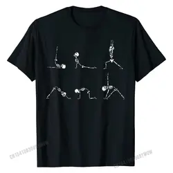 Yoga Skeletons Asana Namaste Funny Meditation Halloween Yogi T-Shirt Family Cotton Men Tops Shirt Fitness Prevailing T Shirt