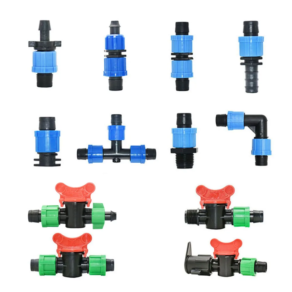 20pcs Drip Irrigation Mini Valve 4/7 3/8/10/12/16/20 /25mm Pipe Garden Tap 1/2" 3/4" Male Thread Water Hose Barb Connector