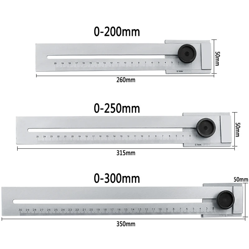 Portable Marking Gauge 200mm 250mm 300mm Woodworking Carpenter Measuring Ruler Wood Measuring Ruler Profile Marking Tools