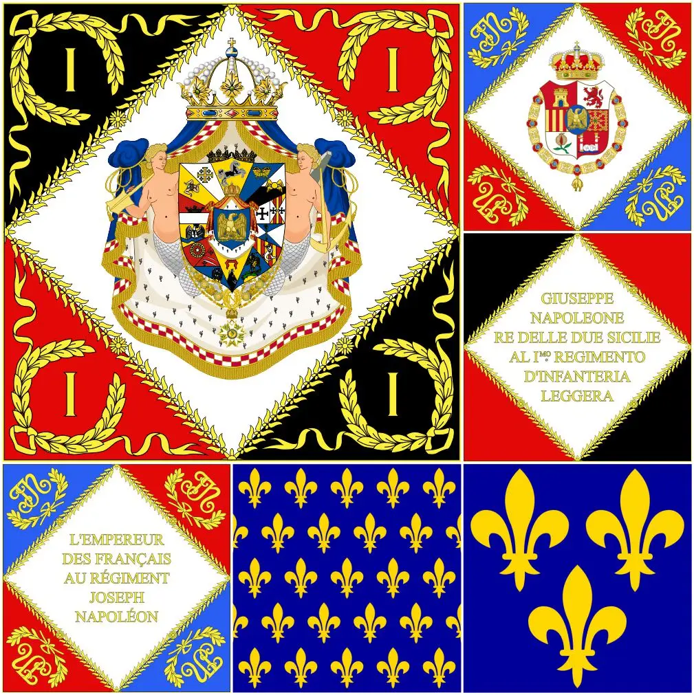 Francja Drapeau Du Régiment d'infanterie légère Du Royaume De Naples Flaga 4x4ft 120x120cm Baner
