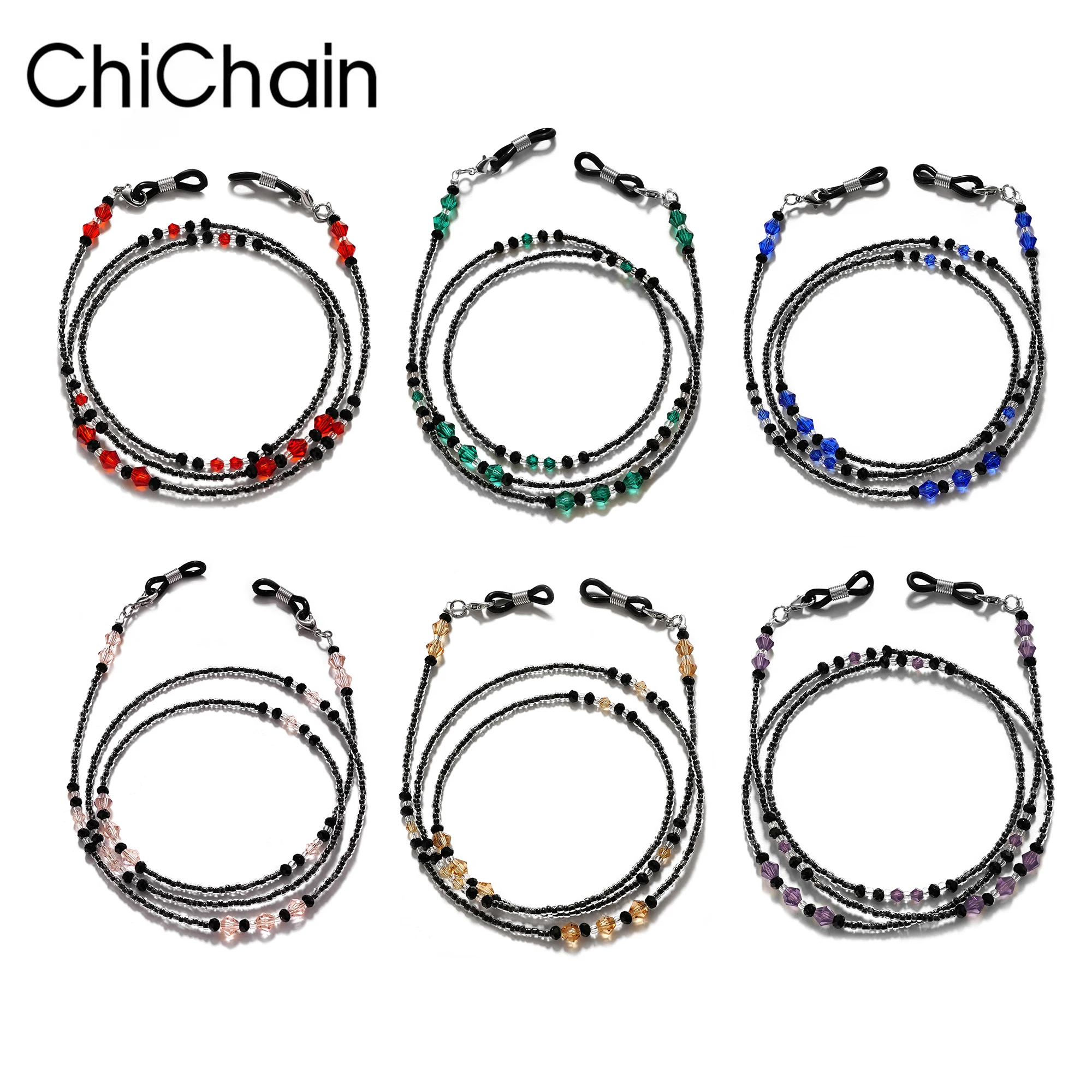 6 Stück Brillenkettchen mit Perlen für Damen, Damen-Brillenketten mit Perlen, Brillenbänder für Damen, Brillenriemen.