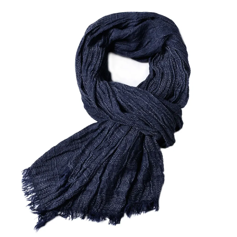 Fashion Men Scarf Cotton Linen Autumn Winter Warm Pashmina Casual Tassel Bufanda Men\'s Scarves Black Navy Man Scarfs