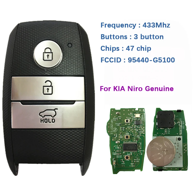 CN051043 Original 3 Button Smart Key Genuine Remote  Frequency 433MHz FCCID Number 95440-G5100 47 Chip For KIA Niro 2016