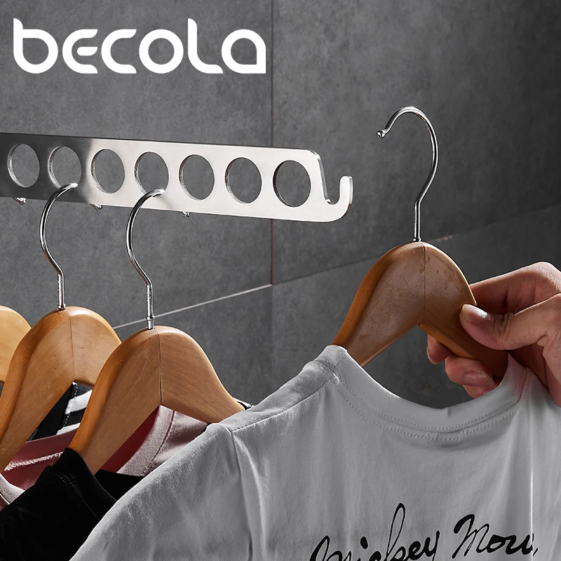 BECOLA 8-loch Unterstützung Kleiderbügel für Kleidung Trocknen Rack Multifunktions Edelstahl Kleidung Rack-Home Storage Kleiderbügel