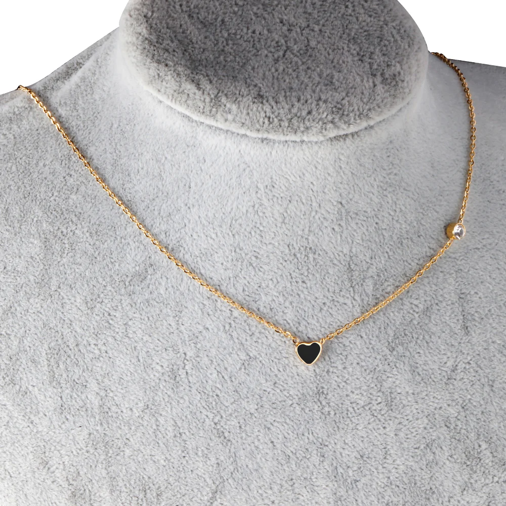 LUXUKISSKIDS Red Heart Pendant With Crystal Stainless Steel Chain Necklace For Girls Fashion Party Jewellry Accessories 2021 Hot