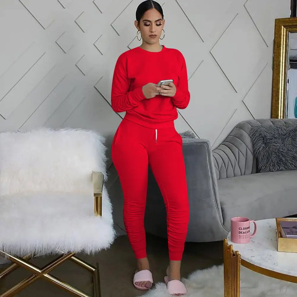 two piece set women 2 piece set stacked leggings clothes for women outfits  stacked pants tracksuit female fall clothes 2020