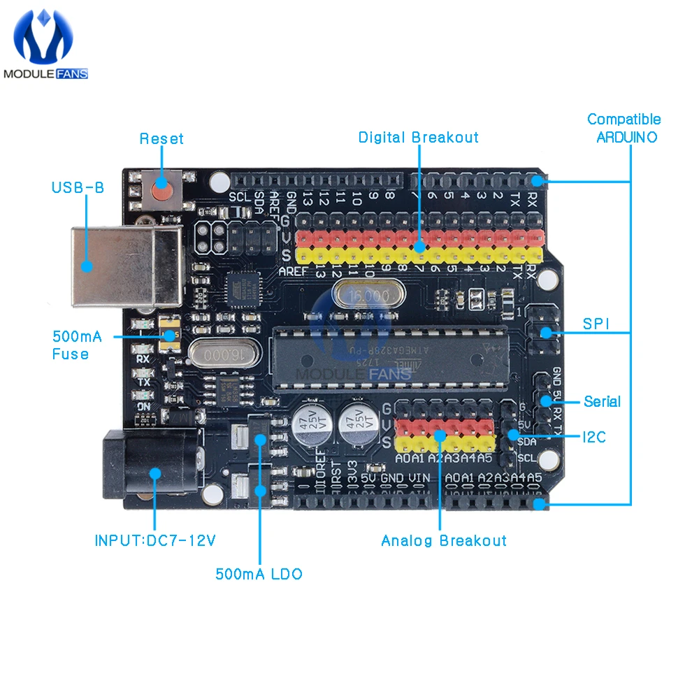 R3 Plus Board Compatible For Arduino Atmega328P Atmega16u2 Expansion Development Microcontroller Shield Module SPI IIC One