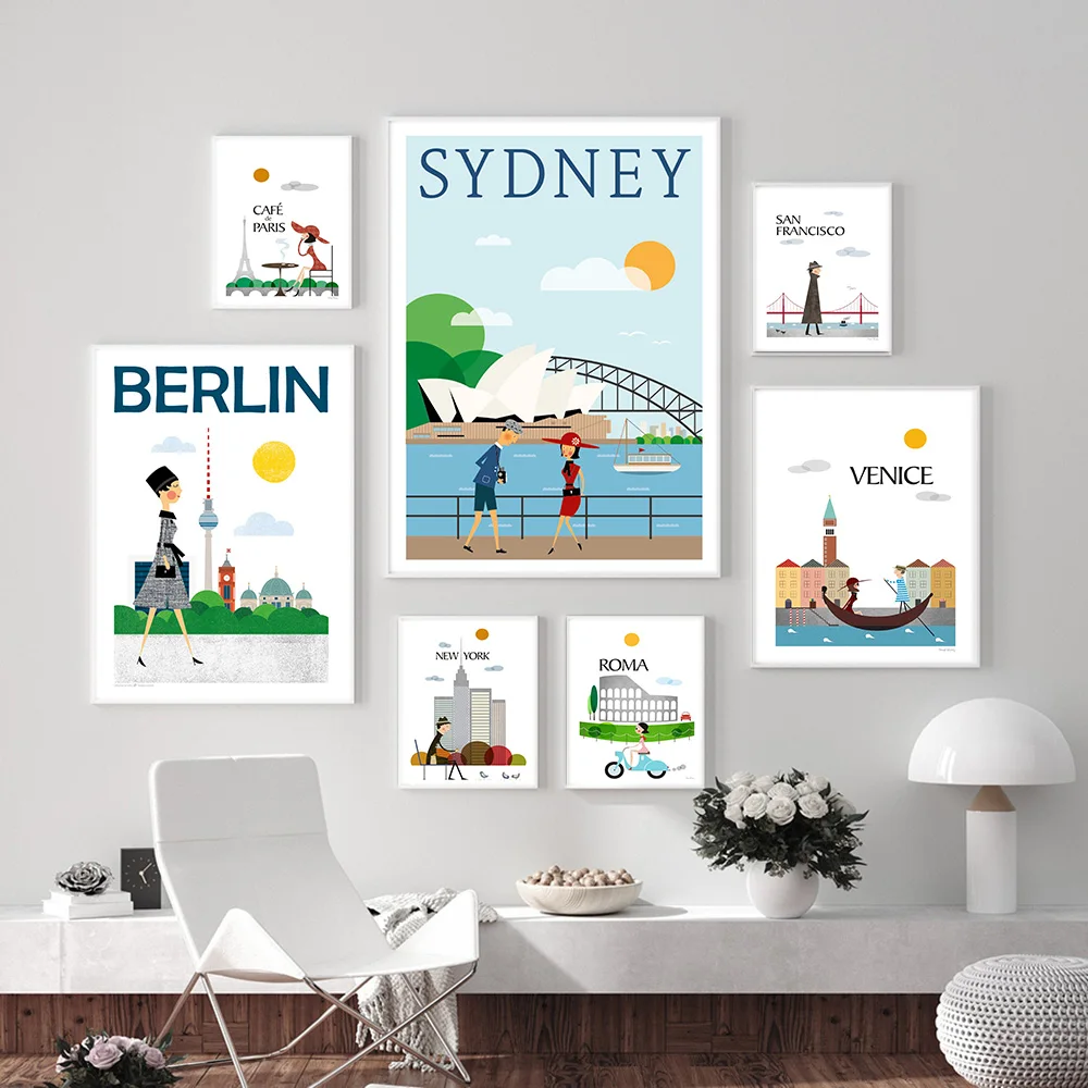 Wall Decor Canvas Painting Art Print Nordic Little Girl Canvas Print Wall Art Roma Berlin for Home Decor