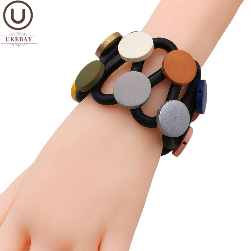 

UKEBAY новые очаровательные браслеты для женщин, деревянный браслет ручной работы, резиновые браслеты, дизайнерские подарки