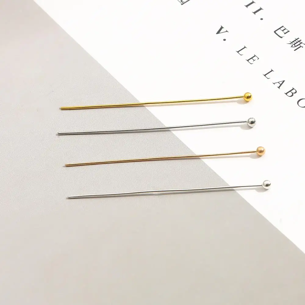 200pcs Gold Silver Color Metal Ball Head Pins For Diy Jewelry Making Head pins Findings Dia 0.5mm 16 20 25 30 40 50 mm Supplies