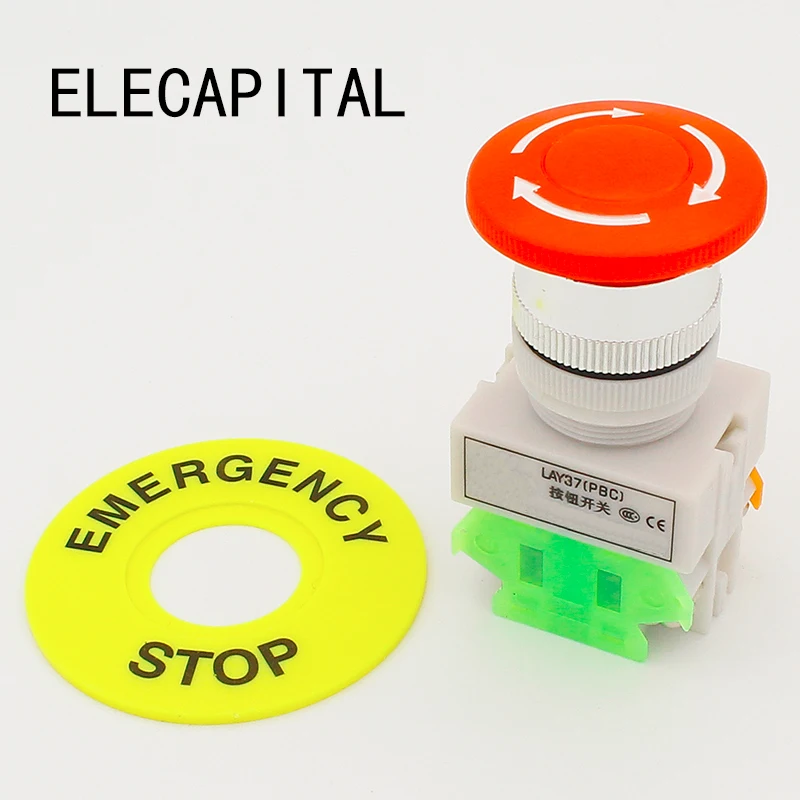 LHLL-Rot Pilz Kappe 1NO 1NC DPST Notfall Stop Push Button Schalter AC 660V 10A