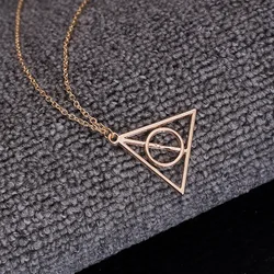 Hot Sale New Harried Movie Deathly Hallows Pendant Necklace Trendy Jewelry Long Chain 3 Colors Gift