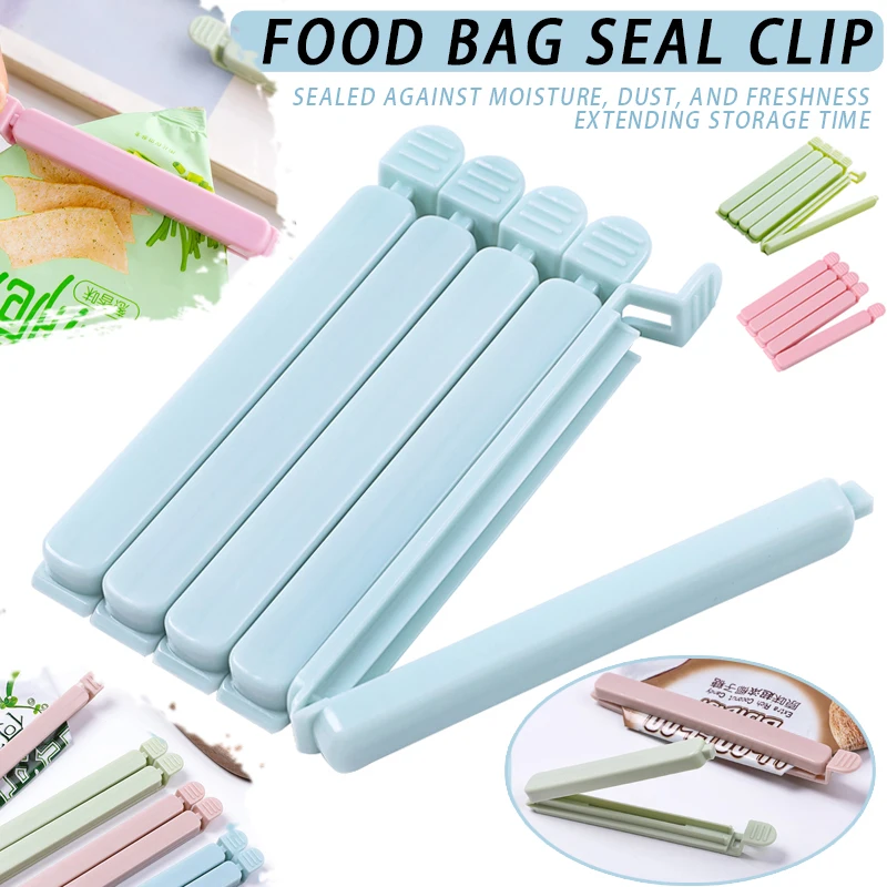 

5Pcs Food Bag Clips Househould Food Snack Storage Sealing Bag Clips Sealer Clamp Kitchen Tool TUE88