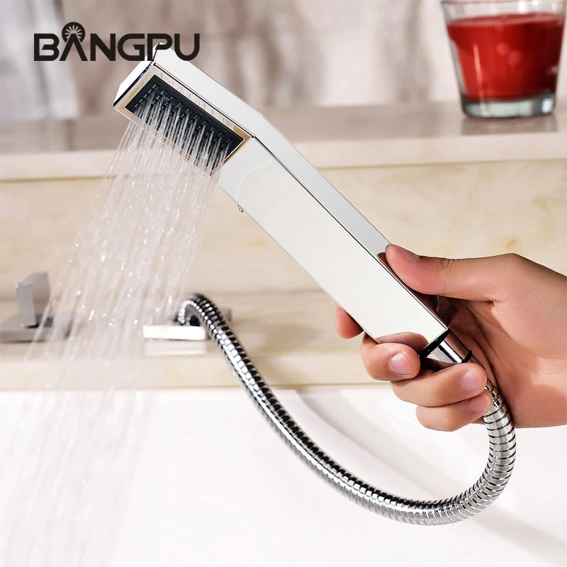 BANGPU Chrome Rainfall Shower Head High Pressure Bathroom Handheld Shower ABS Plastic Shower Head  Water Saving Hand Shower