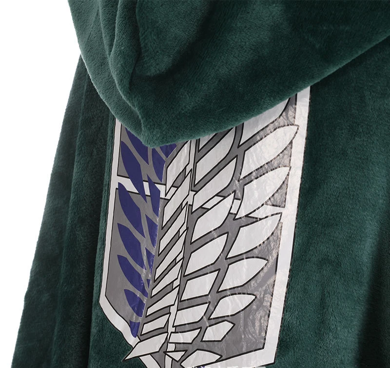 โจมตี Titan ผ้าห่มเสื้อคลุม Shingeki No Kyojin Survey Corps Cloak Cosplay Cape Flannel คอสเพลย์ Hoodie