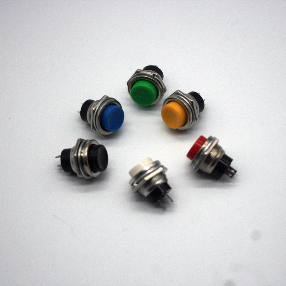 1PCS DS-212 Momentary SPST NO Red/Green/White/Black/Blue/Yellow Round Cap Push Button Switch AC 125V 3A DS212