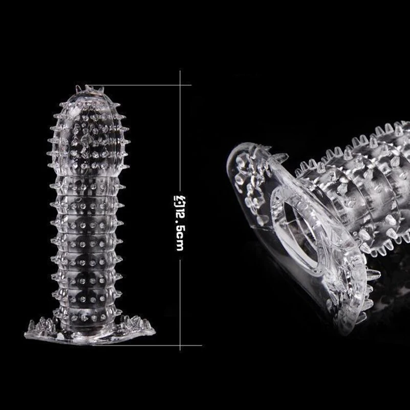 2PCS Dots Full Cover Lasting Penis Sleeve CLIT Vibrator Ring Erection Sex Toys for Man Delay Enhancement Thorn Reusable Condoms view 3