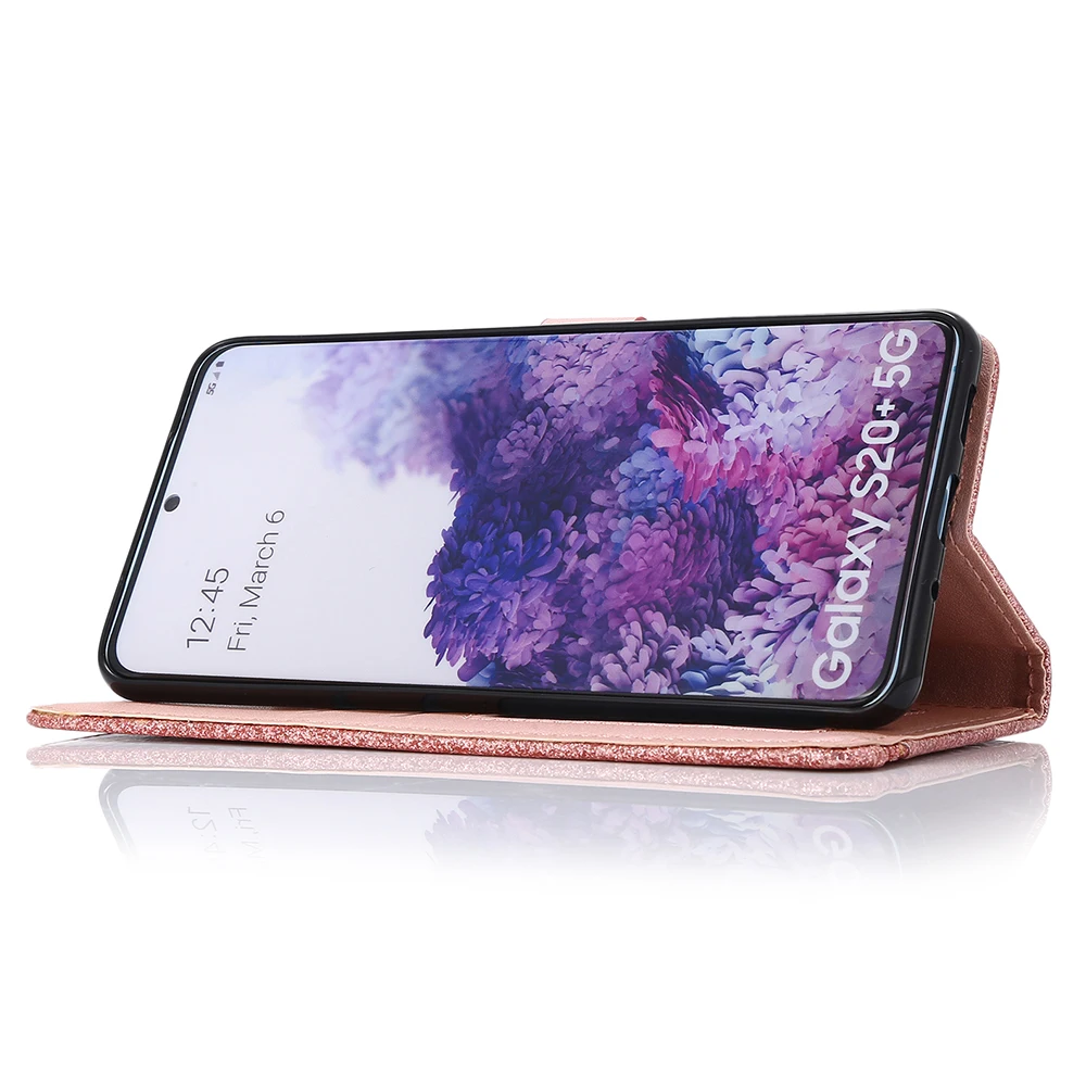 Shiny Case For Samsung Galaxy S24 Plus S23 S22 S21 FE S20 Ultar S10 A12 A13 A14 A52 A53 A34 A54 A73 Wallet Flip Leather Case