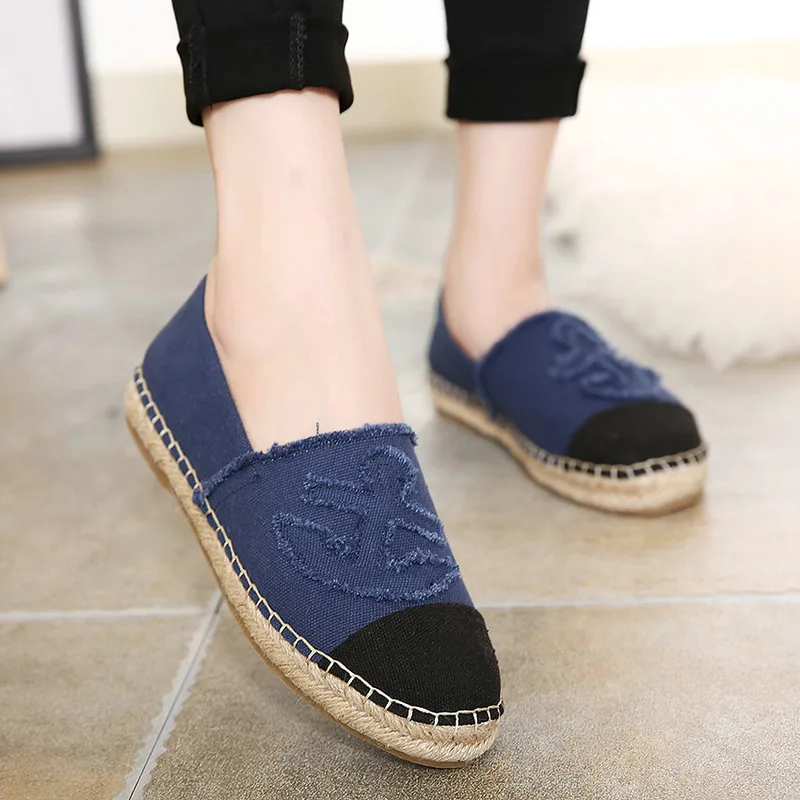 Women Canvas Shoes Slip On Espadrilles Woman Comfortable Round Toe Loafers Flats Ladies Casual Flat Shoes