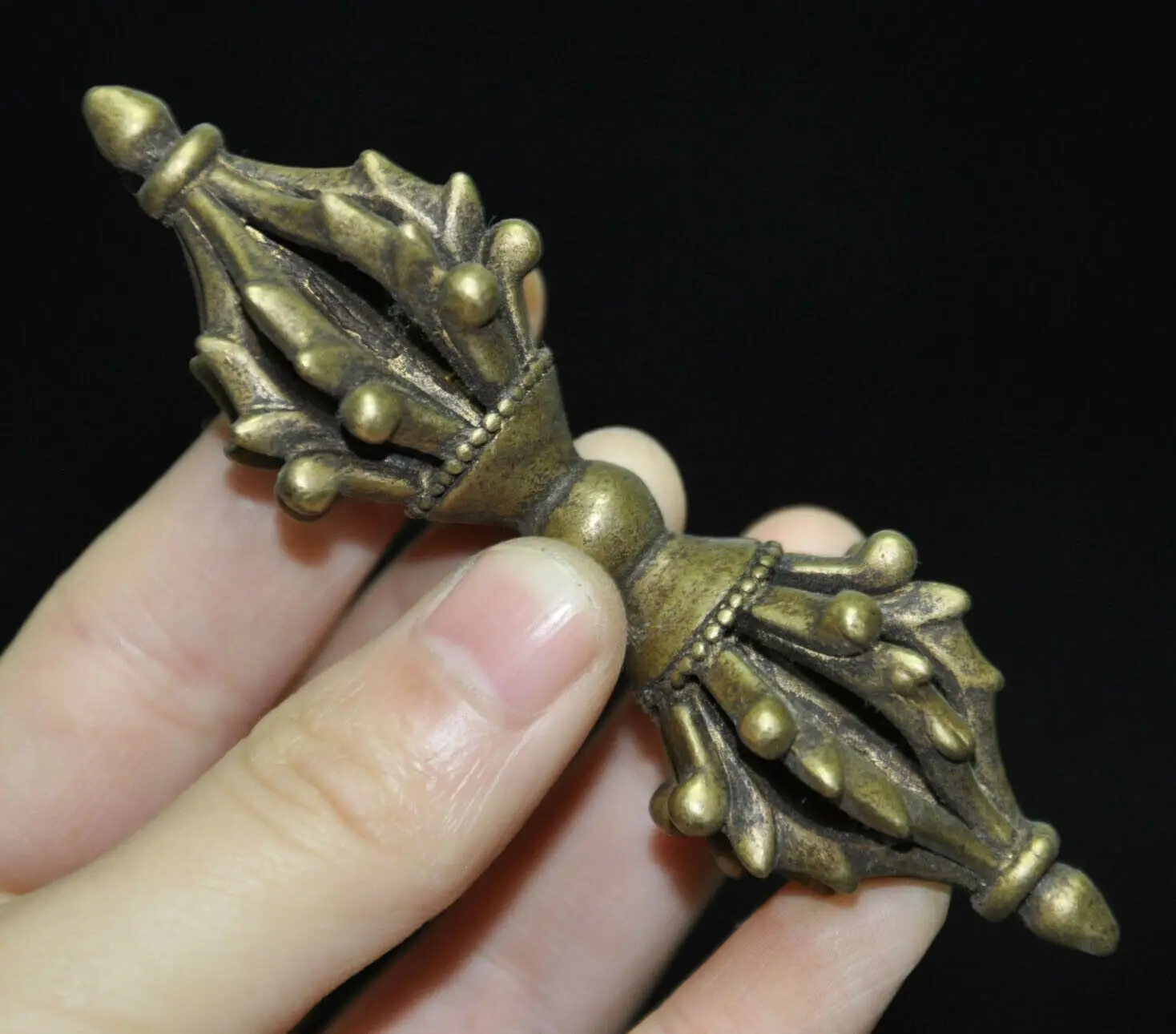 

3.6" Tibetan Buddhism temple bronze Dorje Phurpa Pestle Vajra Dagger Faqi statue